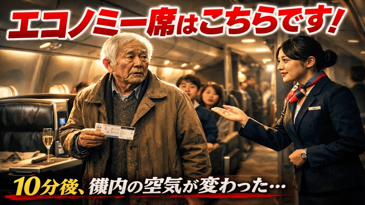 「エコノミー席はこちらです」と言われた老人。10分後、機長が深く頭を下げた。