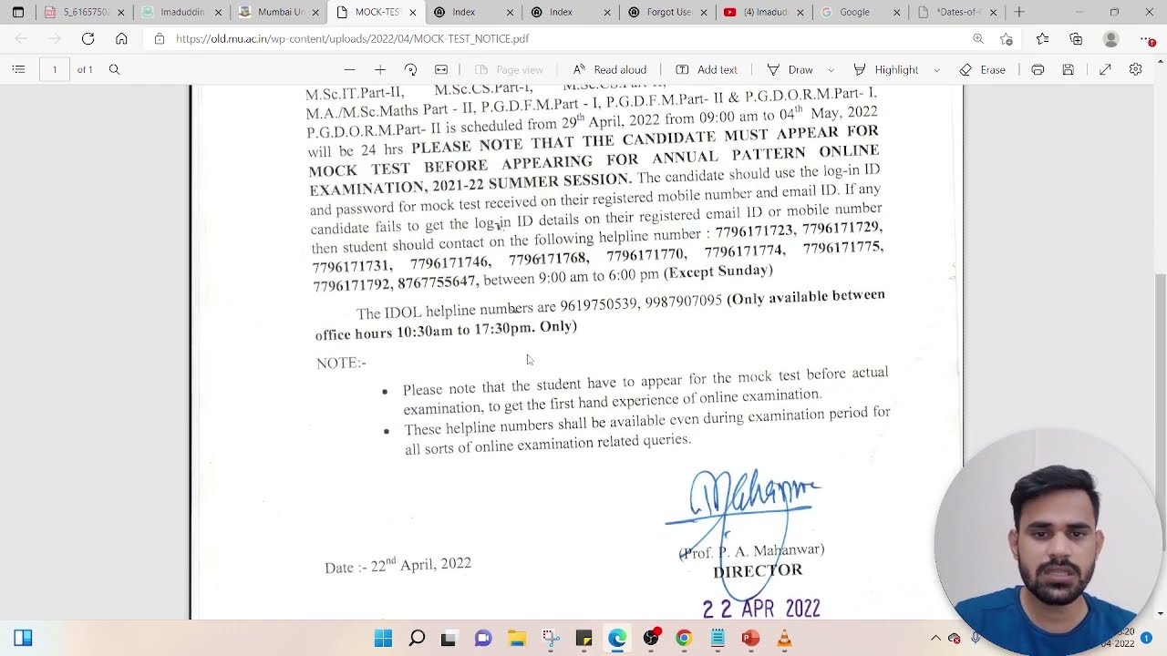 Mock test date IDOL Online exam 2022 | Mumbai University