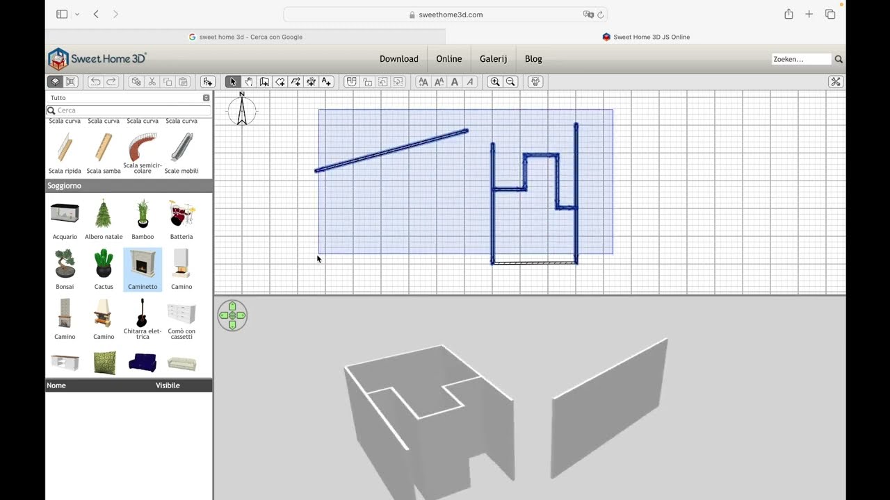 SWEETHOME 3D - Lezione 01 - Interfaccia, Strumenti, Impostazioni, Creare Muri, Anteprima 3D Progetto