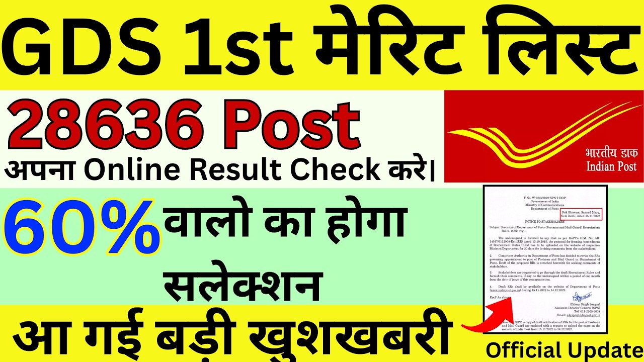 GDS Result 2026 | Post office gds result 2026 India Post GDS Bharti 2026 1st Merit Cutoff