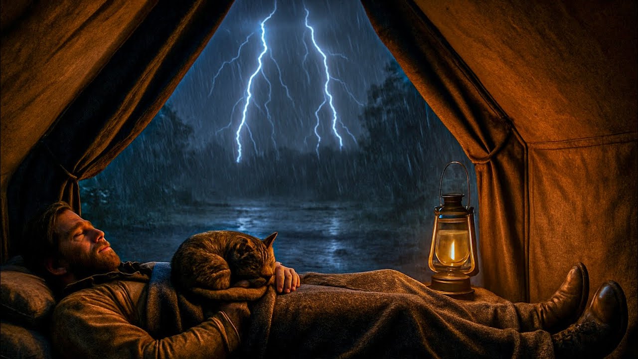 Arthur and His Cat Camping at Night – Sleeping Safely in a Storm Tent/RDR2 ASMR 