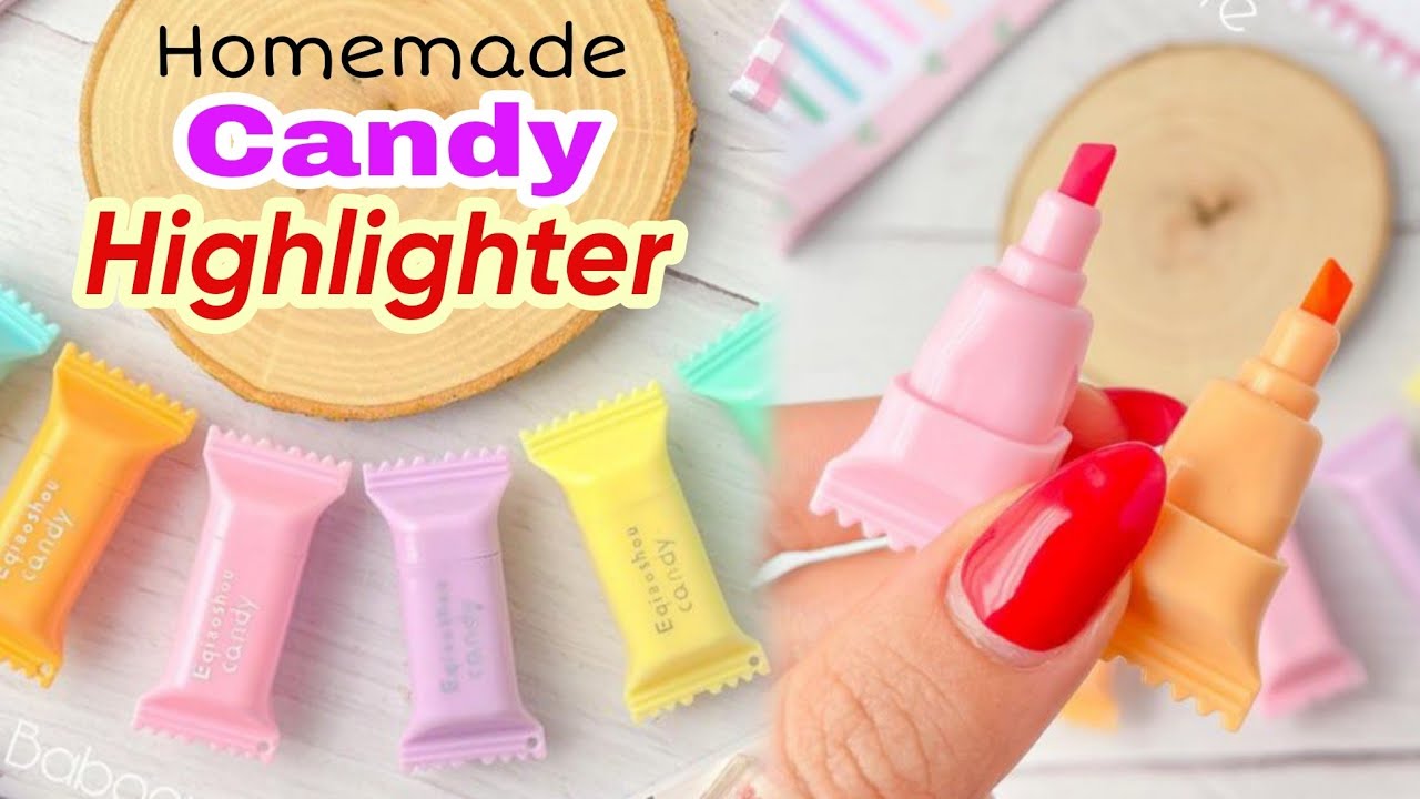 Homemade CANDY HIGHLIGHTER 😍 - DIY Highlighter pen with paper | Easy craft ideas - diy paper crafts