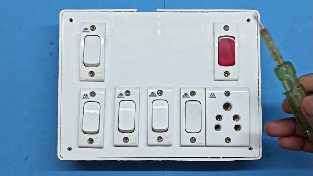 स्विच बोर्ड वायरिंग कनेक्शन कैसे करे! 5 switch 1 socket 1 indicator connection!
