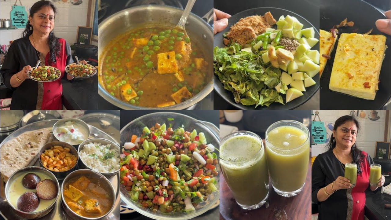bahut सी बातें hoti है +Breakfast & Lunch🍱 kala chana chaat🌺 aam sharbat🌺 matar paneer🌺 phulka roti