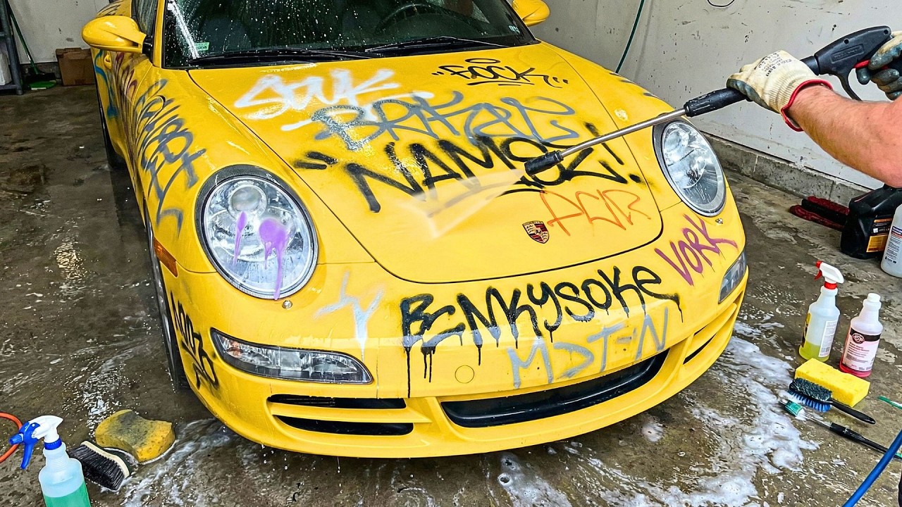 I Bought a Porsche 911 Spray Painted by Vandals! (Graffiti Removal ASMR)