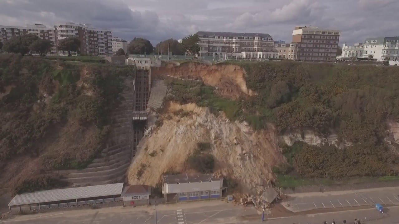 DJI Phantom 3 Drone Video of Bournemouth Landslide / Landslip