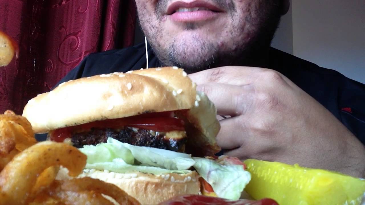 Asmr #52 All American Cheese Burger, Curly fries and a Coke!
