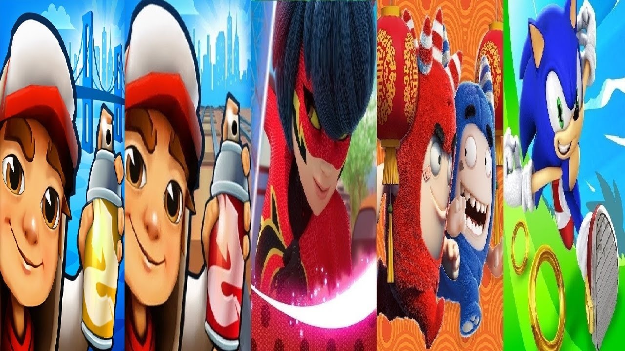 SUBWAY SURFERS Little Rock VS New York Oddbods Turbo Run Sonic Dash  Miraculous Ladybug & cat noir