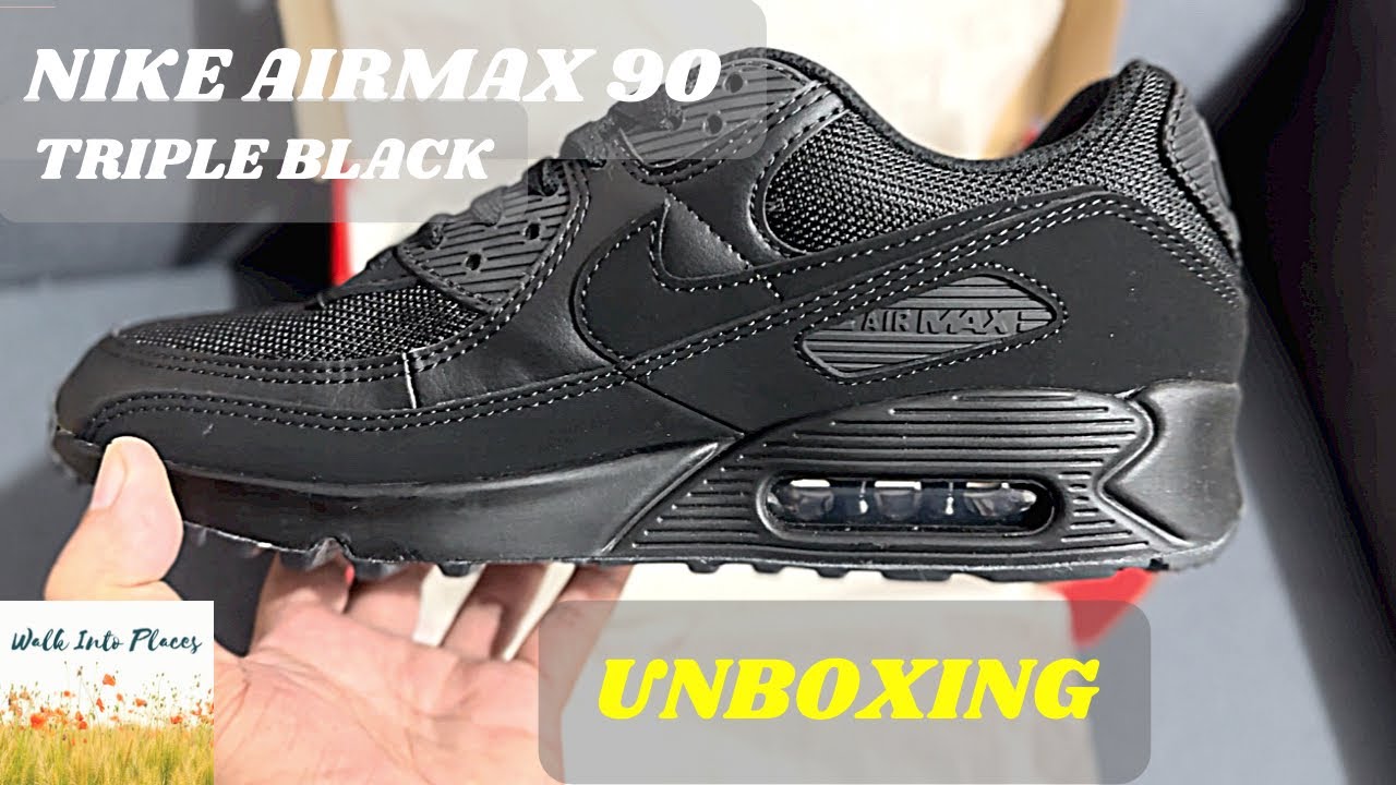 Nike Airmax 90 Triple Black unboxing and on feet