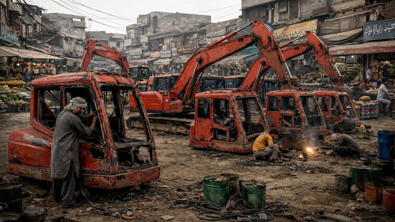 Amazing Repair of Damaged Excavator Cabin by Pakistani Mechanics | Workshop Skills