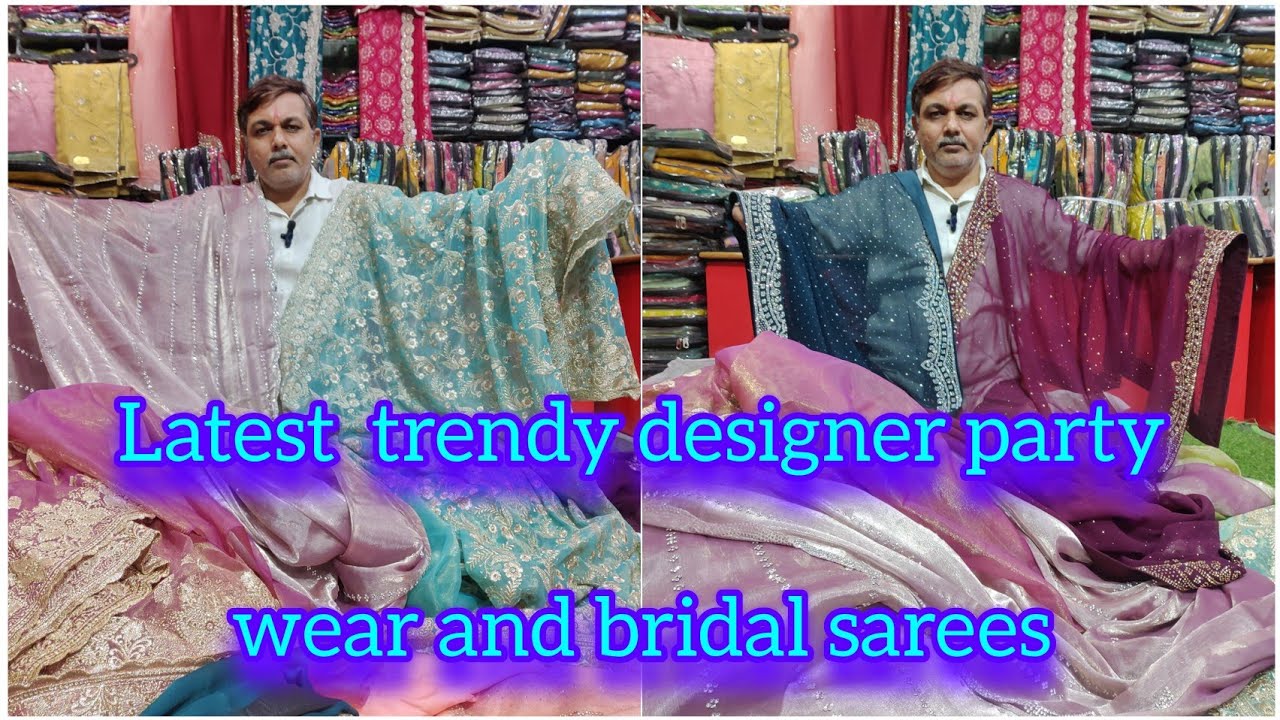 Latest trendy designer Party wear and Bridal sarees for Pongal in Sowcarpet Chennai