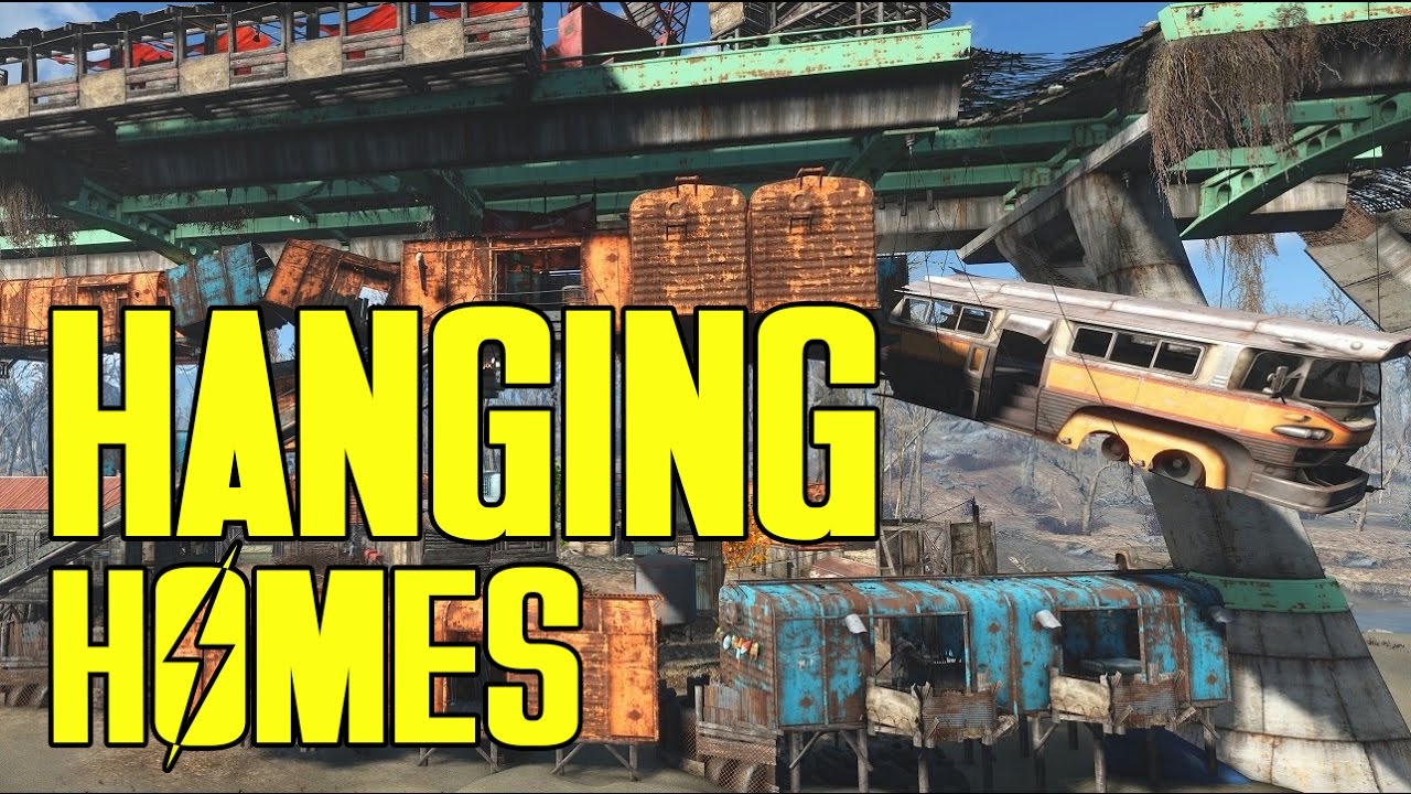 HANGING Settlement! Cable-Suspended Homes! - Fallout 4 Ultrawide