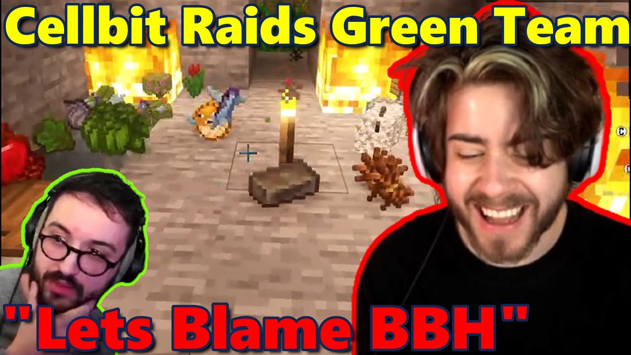 Cellbit RAIDS & DESTROY A Green Team base on QSMP Purgatory Minecraft