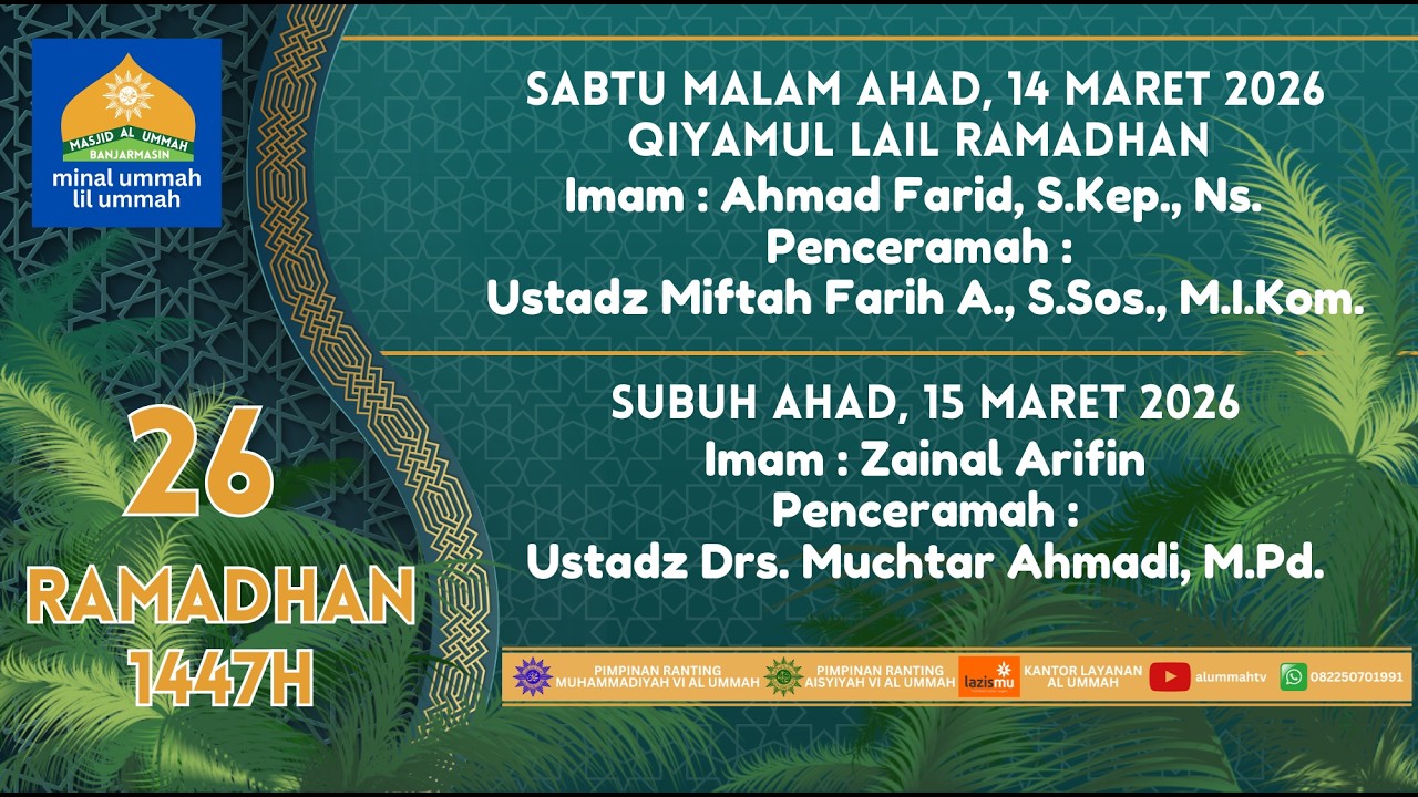 🔴LIVE | Kajian Subuh 26 Ramadhan 1447H | Ustadz Drs. Muchtar Ahmadi, M.Pd. |