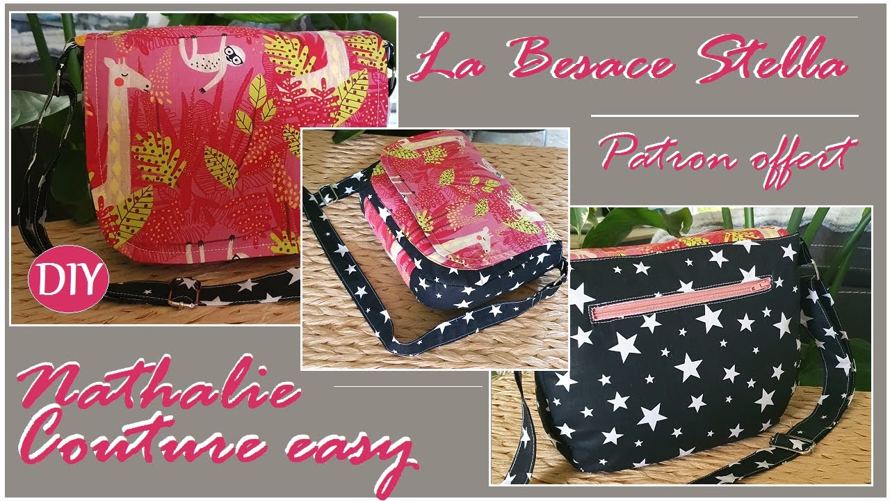 DIY et patron gratuit pour la petite besace Stella by Nathalie couture easy
