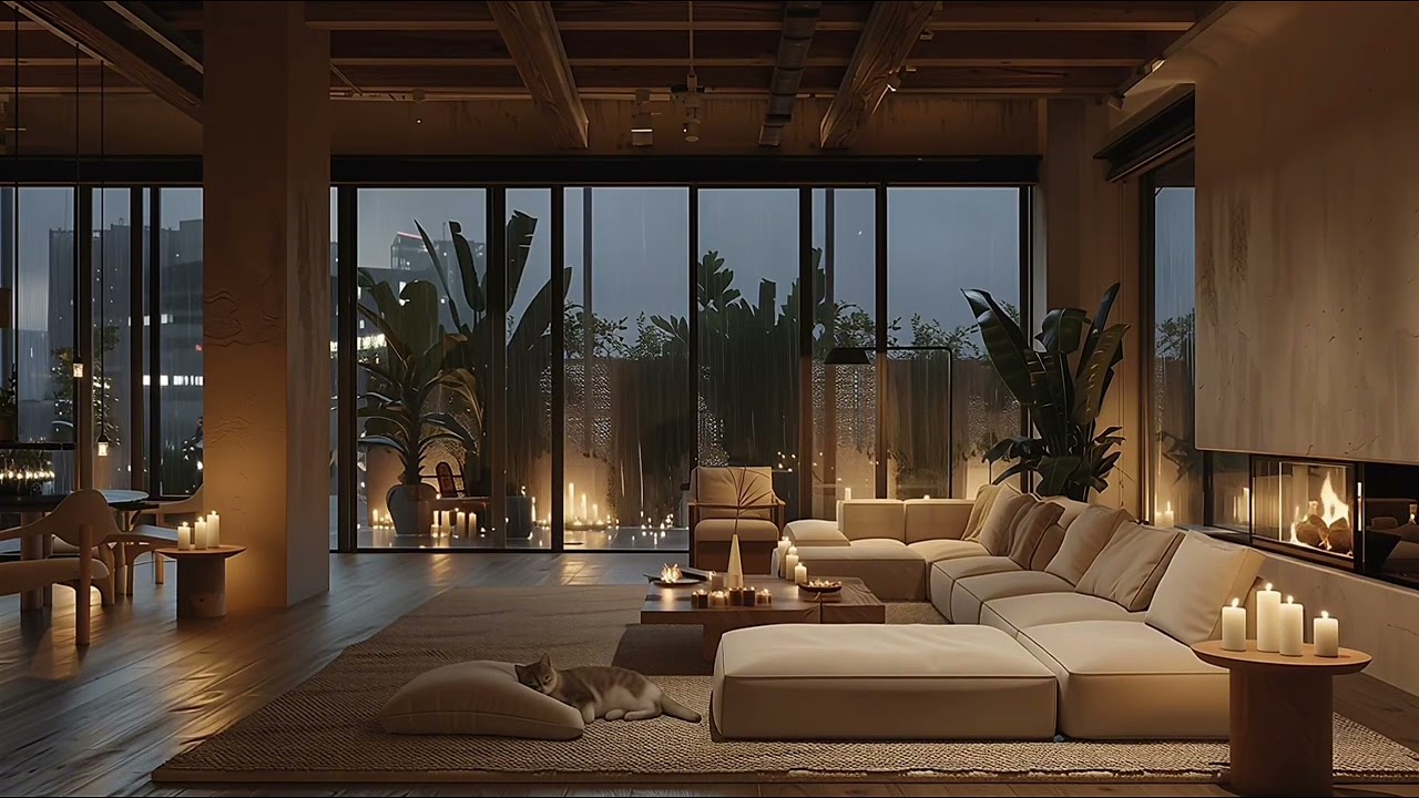 Rainy Night in a Luxury High-Rise 🌧️ City Window Ambience for Sleep (3 Hours)