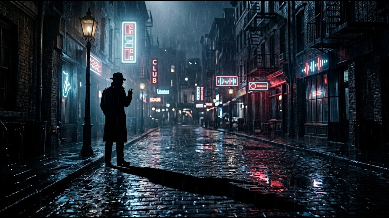 Knife’s Gleam – A Dark Jazz Noir Story | Rainy Night Ambience