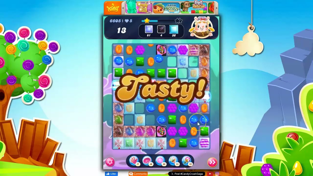 Candy Crush Level 6605 Talkthrough, 22 Moves 0 Boosters