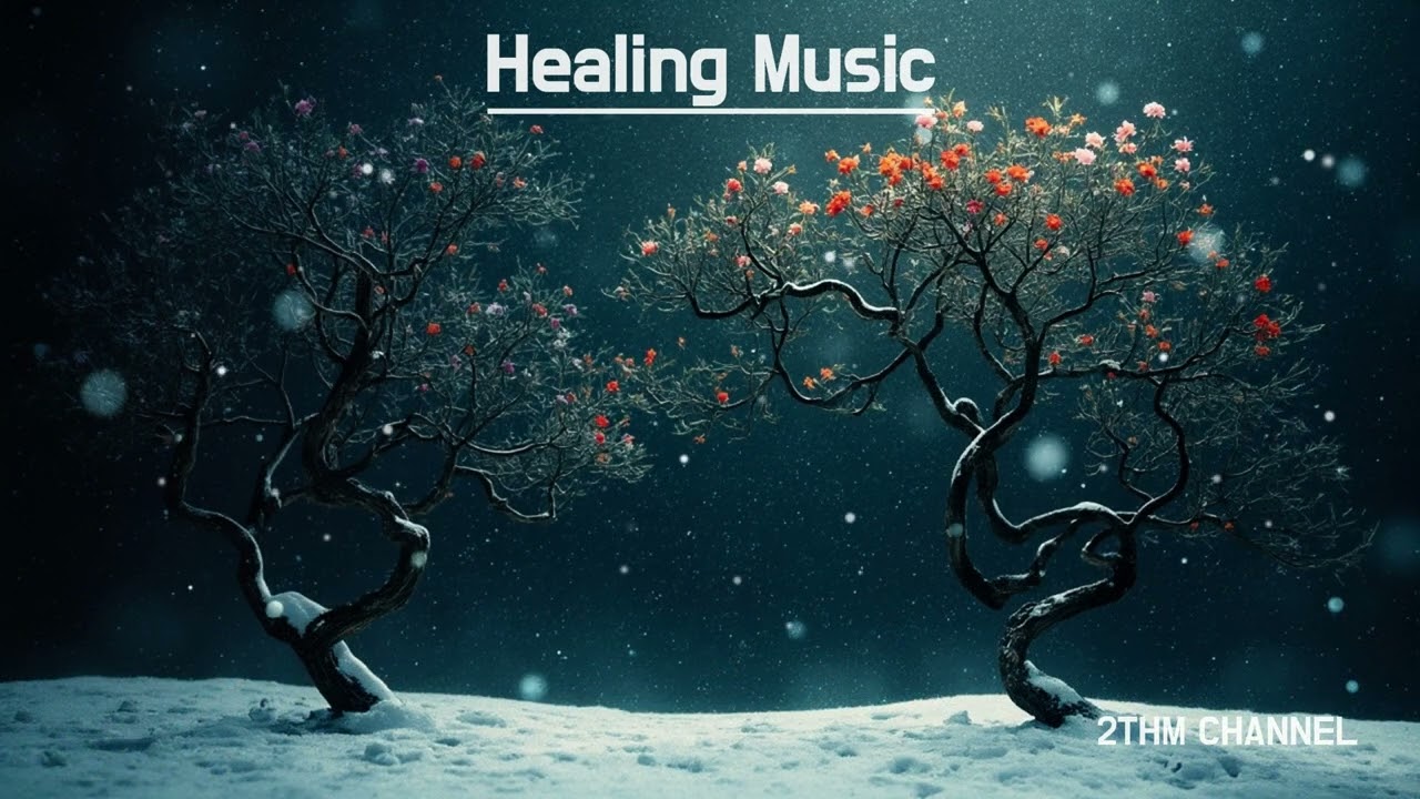 Healing Music    카페음악.  힐링음악.     9 hours   Snowy landscape.   Flowering tree
