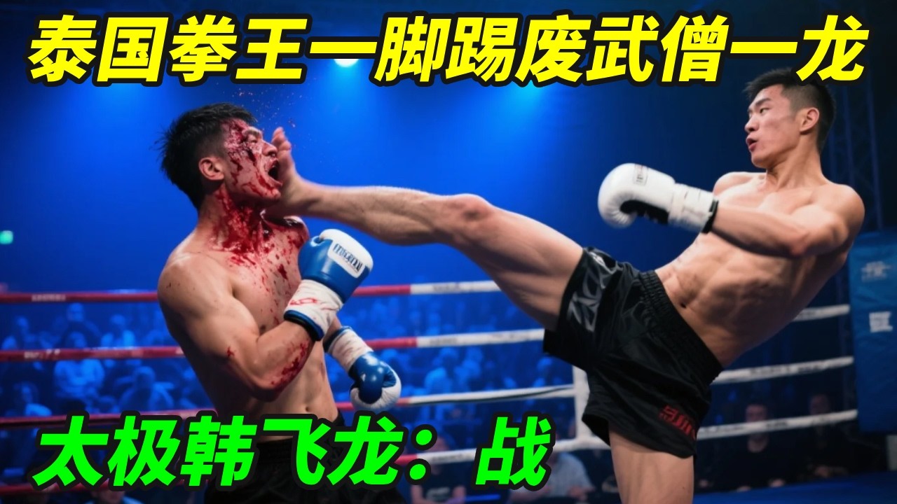 比播求还猛的泰国拳王来华，一脚踢废武僧一龙，太极韩飞龙：战！【小野格斗解说】