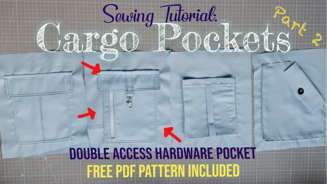 Cargo pockets sewing tutorial | Double entrance zipper | Free Pattern included
