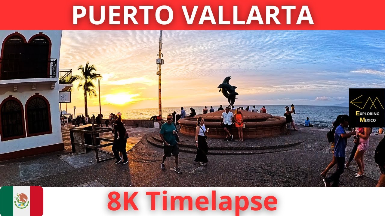 PUERTO VALLARTA Atardecer en Malecón Diciembre 2024 8K Timelapse | Jalisco 🇲🇽