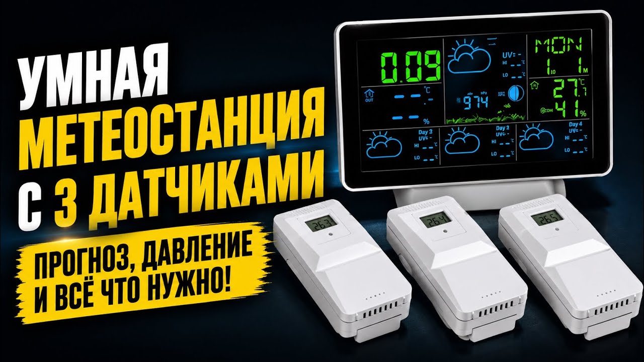 Умная метеостанция с 3 датчиками — прогноз, давление и всё что нужно!