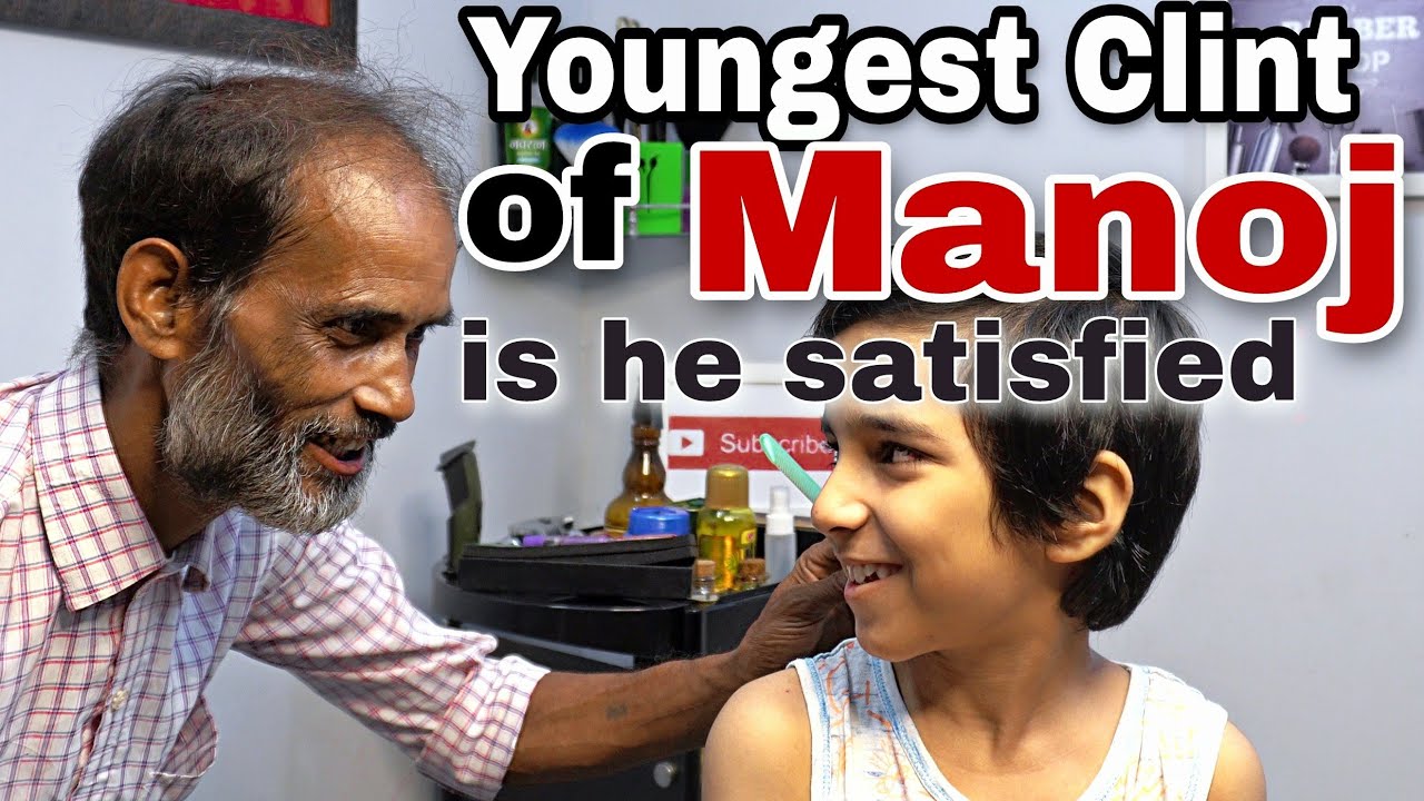 Manoj Master & his youngest client got scissor hair cut (Master of head Massage)- Asmr INDIAN BARBER