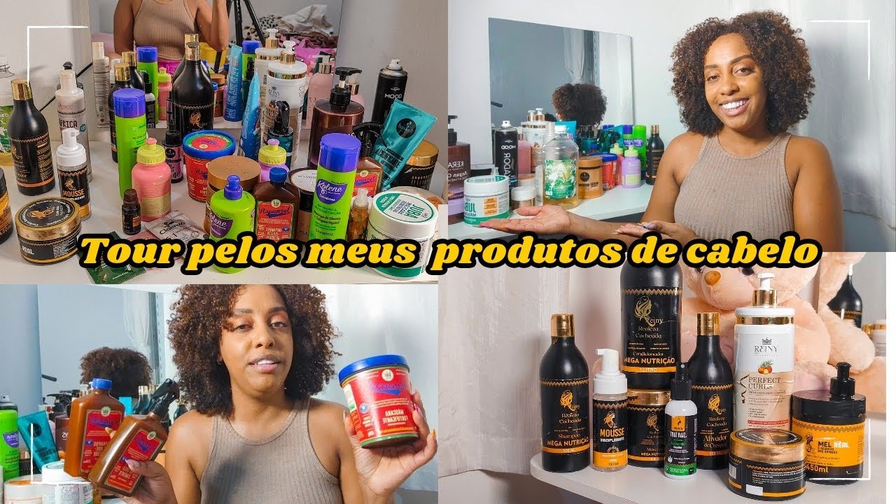 Tour pelos meus produtos de cabelo cacheado: Mostrei tudo! #cachosdasamy