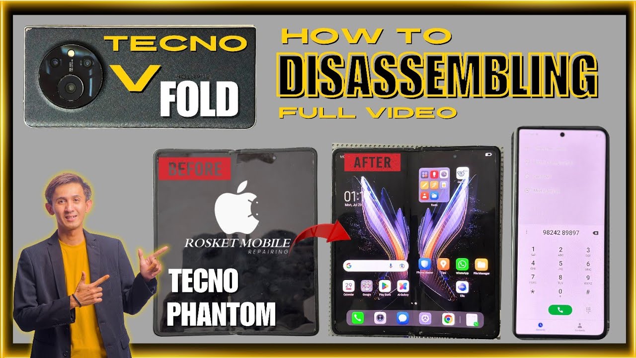 How To Disassemble Tecno Phantom V Fold  | Middle Display Stripes Replacement || RosketMobile #tecno
