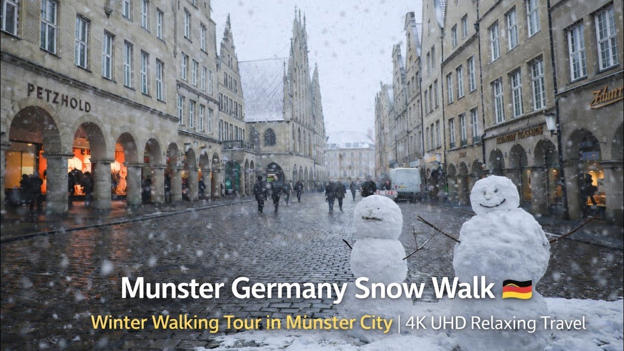 Münster Germany Snow Walk 🇩🇪❄️ | Winter Walking Tour in Münster City | 4K UHD Relaxing Travel Video