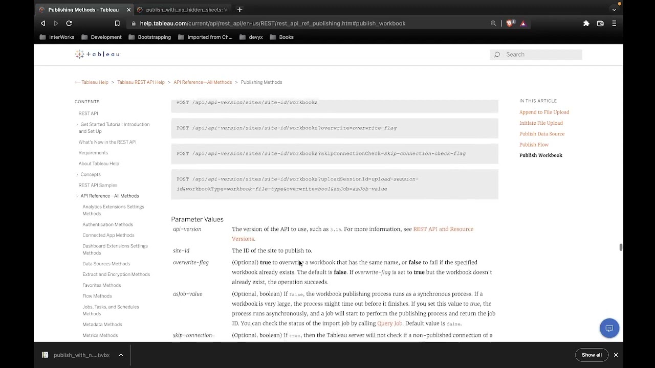 Publishing Tableau workbooks with hidden sheets/views using the REST API