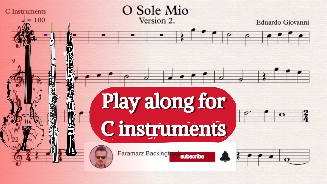 O Sole Mio V.2 - Eduardo Giovanni | Play along for C instruments