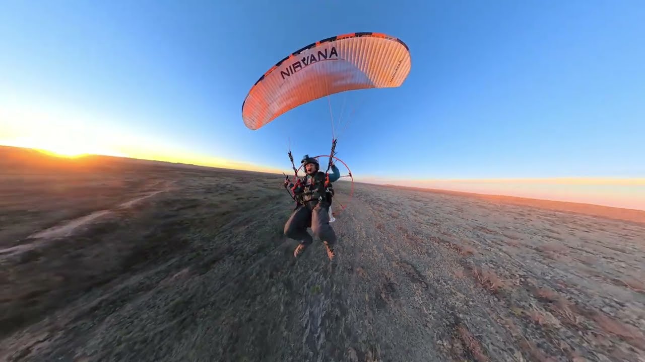 Shallow creek paramotor flight 