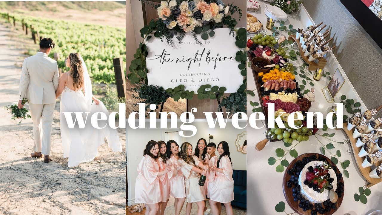 WEDDING WEEKEND VLOG | rehearsal dinner / welcome party, airbnb tour, wedding photos sneak peek