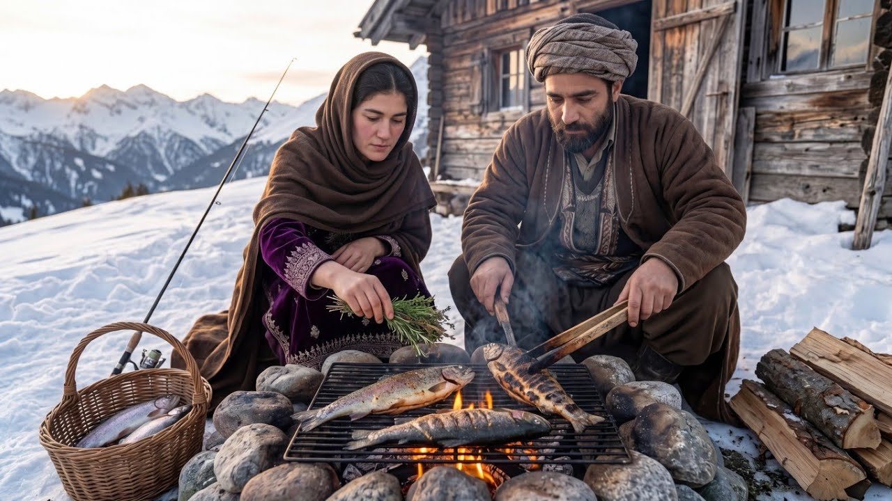 How One Afghan Family Catches Fish and Cooks Over Fire in Deep Winter 
