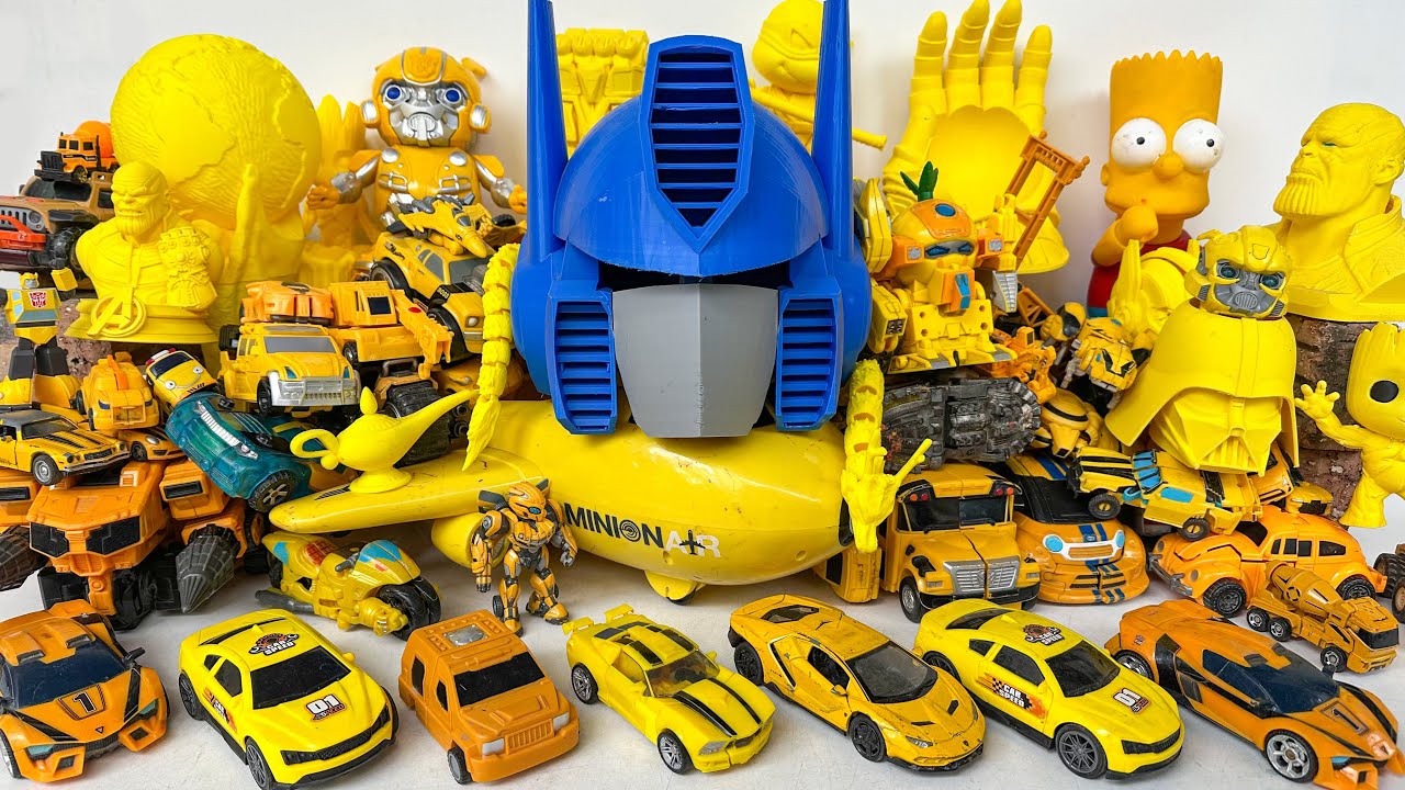 Satisfying Experience Yellow Robot Car Toys Collection Transform: HotWheels Marvel Bumblebee Minions