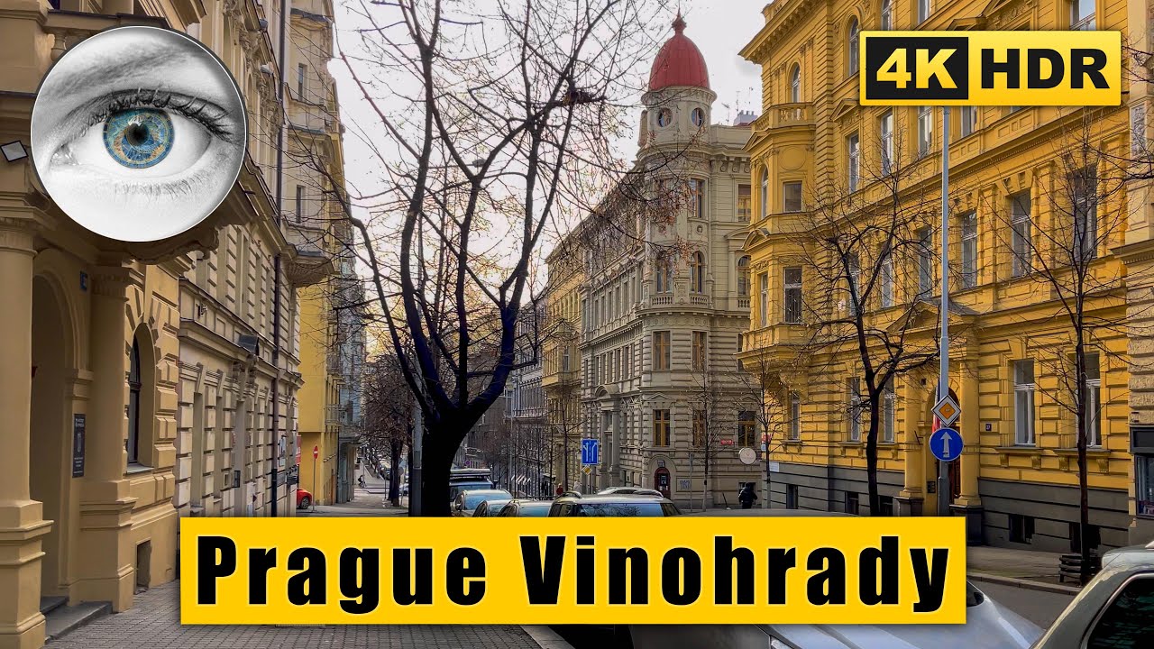 Prague streets Walking tour: Vinohrady district, Rieger Garden 🇨🇿 Czech Republic 4k HDR ASMR