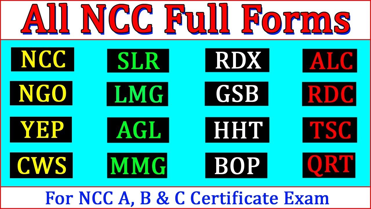 All NCC Exam Full Forms | NCC C Certificate Exam 2023 | NCC B Certificate Exam 2023 | NCC Exam 2024