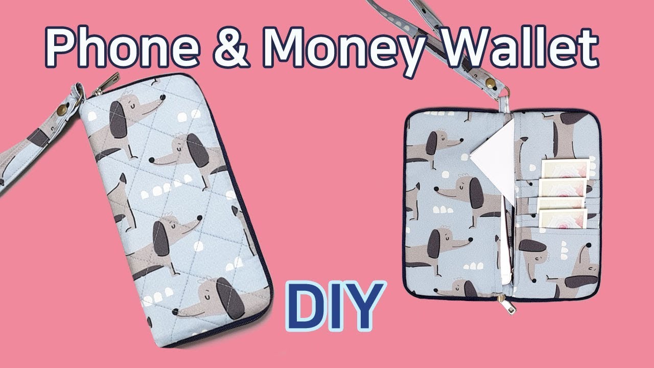 DIY Phone & Money Wallet/zipper wallet tutorial/Long zipper wallet/폰지갑 만들기/지퍼장지갑 만들기