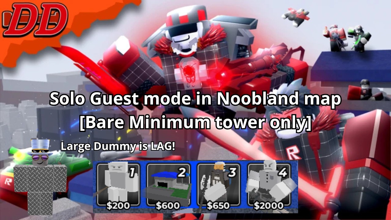 Cheapest tower possible to beat Guest Mode in Noobland map [OUTDATED] | Dummy Defense | Roblox