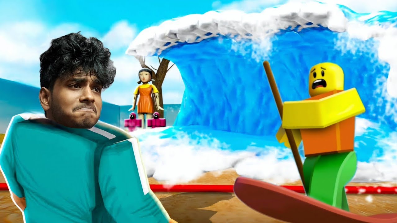 Survivng the Tsunami 😨 in roblox|On vtg!