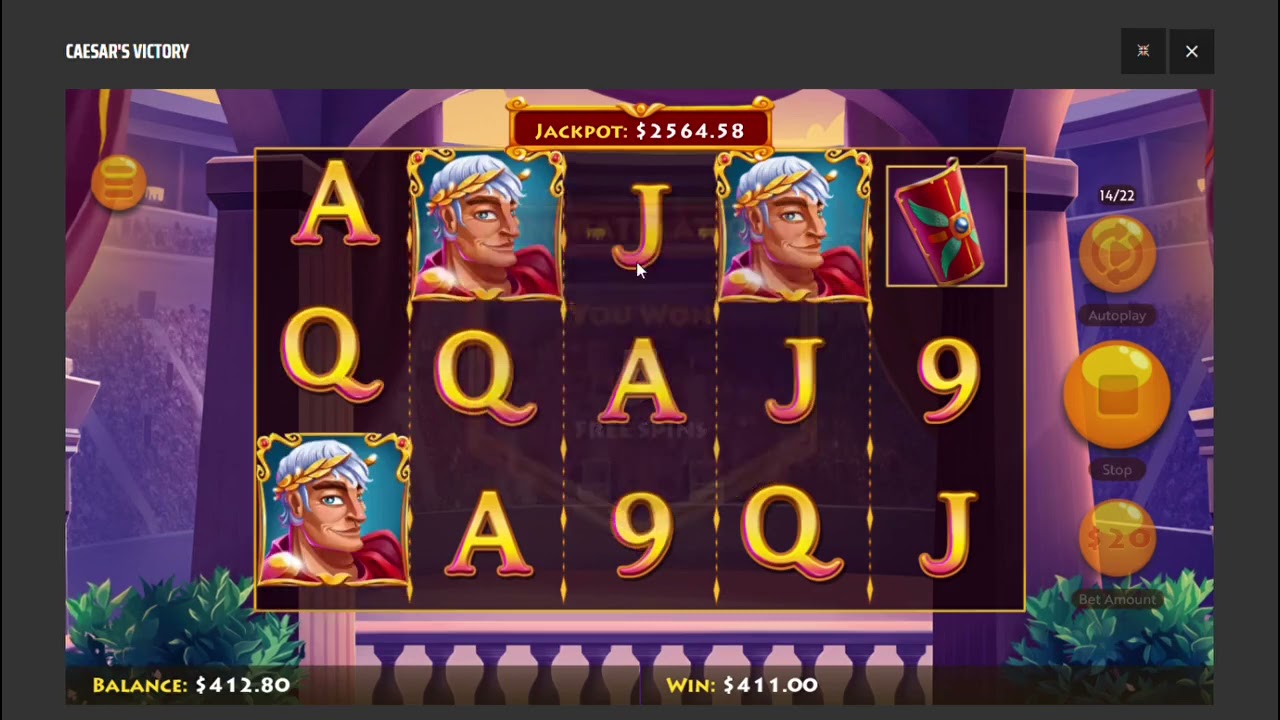 Ignition Casino Caesar's Victory $20 Bet Free Spin Action Huge WIN