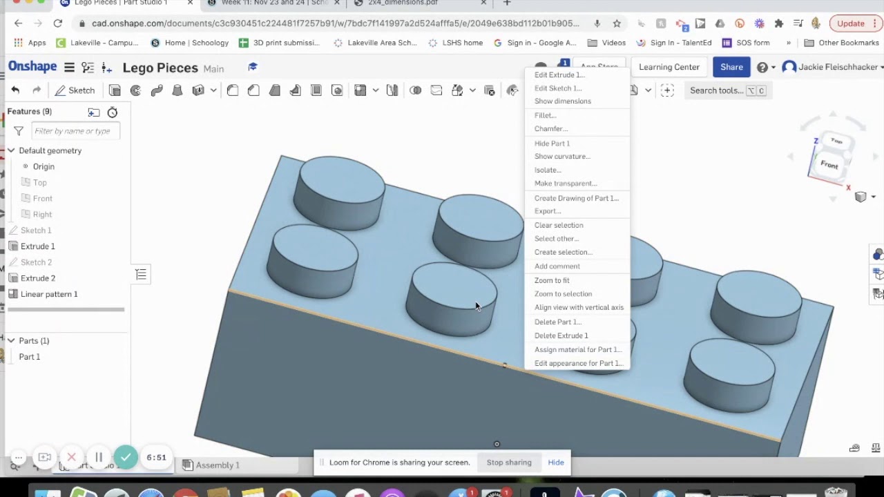How to draw a Lego Piece in Onshape
