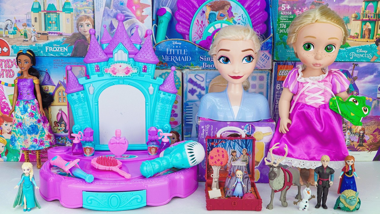 Disney Princess Toys Collection Unboxing | Disney Frozen Elsa Beauty Playset and Anna's Styling Head