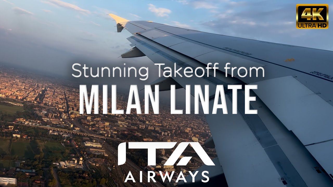 [4K] ITA Airways | Airbus A319-112 | STUNNING EARLY MORNING DEPARTURE out of Milan Linate Airport
