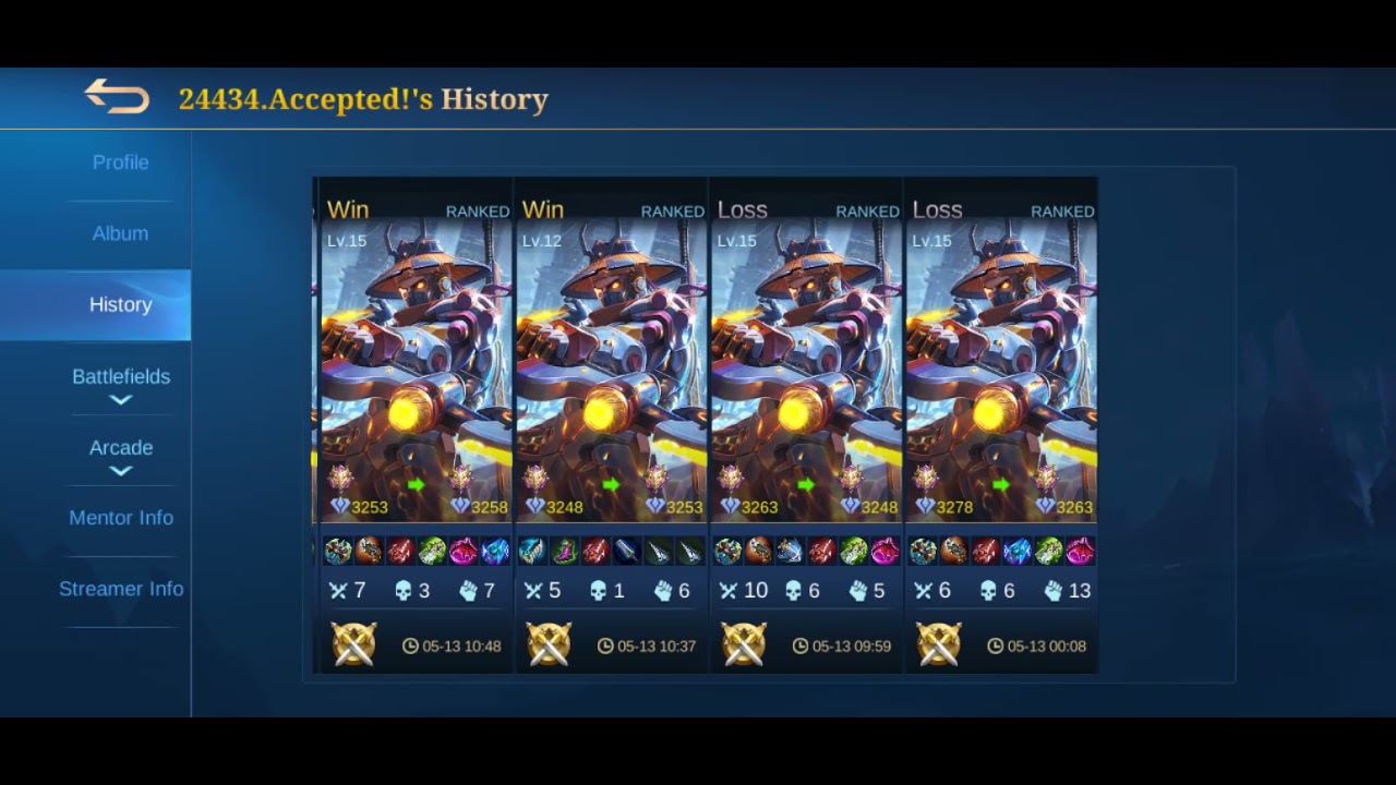 The Battle History of 22434.Accepted A.K.A RRQ BLESS #YssMLBB #Yisunshin #RRQbless