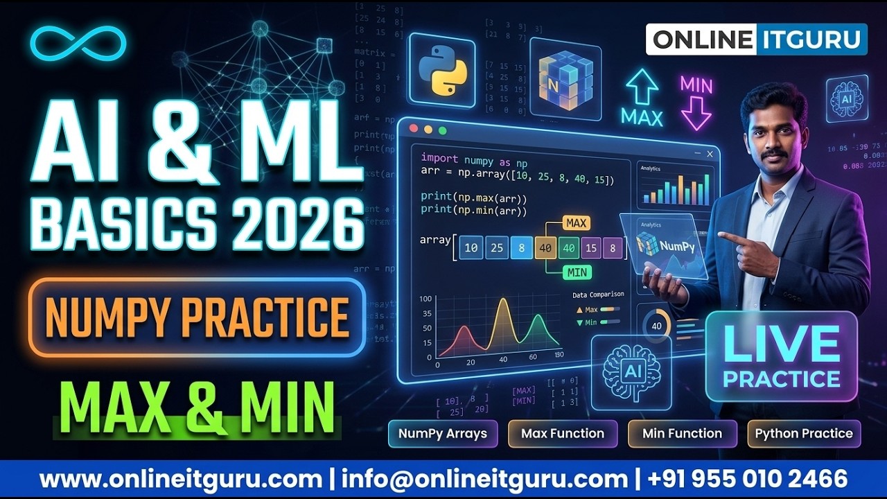 AI & ML Basics 2026 | Python Numpy MAX & MIN Practice for Beginners | Live Workflow | OnlineITGuru