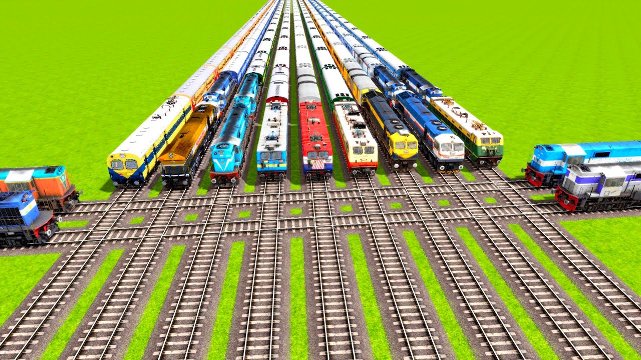 13 TRAINS CRAZIST RUNNING & CRASHED FACE TO FACE ON DIFFERENT DIAMOND RAILWAY TRACKS|Train simulator