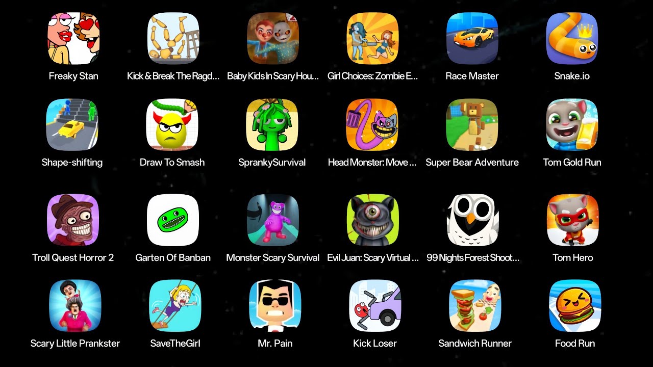 Roblox,Grimace Monster Scary Survival,Stumble Guys,Thief Puzzle,Poppy Poppy Playtime 4,Save The Fish